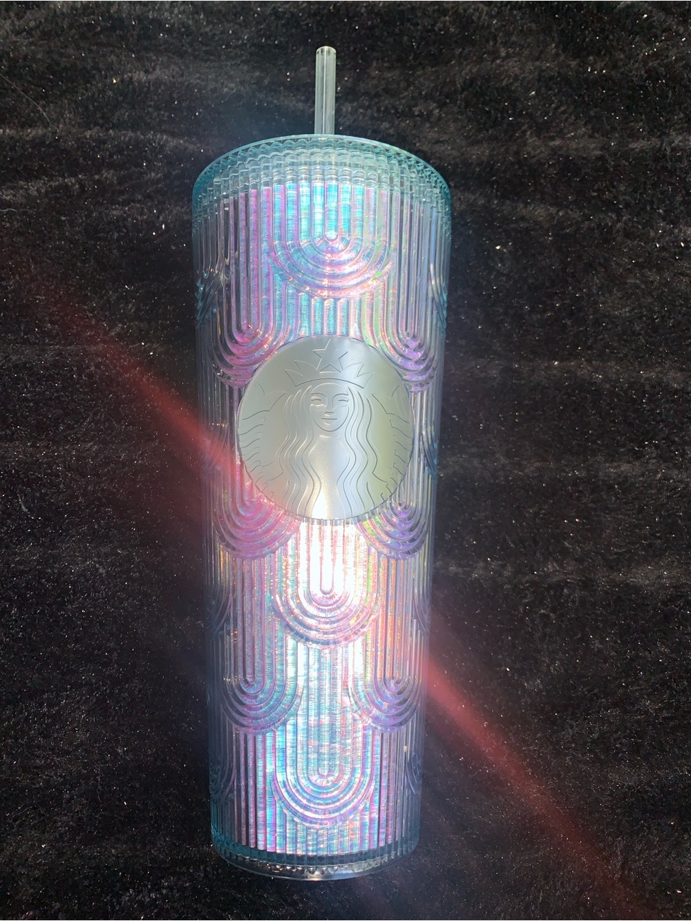Starbucks Iridescent Holographic Blue-Purple Tumbler with Straw